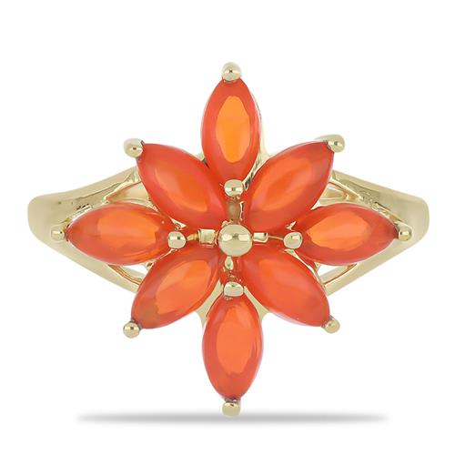 BUY 925 SILVER NATURAL ORANGE ETHIOPIAN OPAL GEMSTONE FLORAL RING 